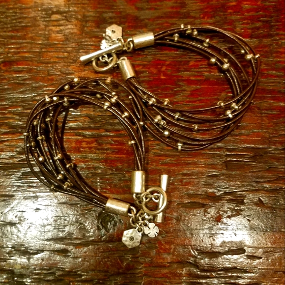 Leather Bracelets (2) w Silver Beading BNWT - Picture 1 of 5